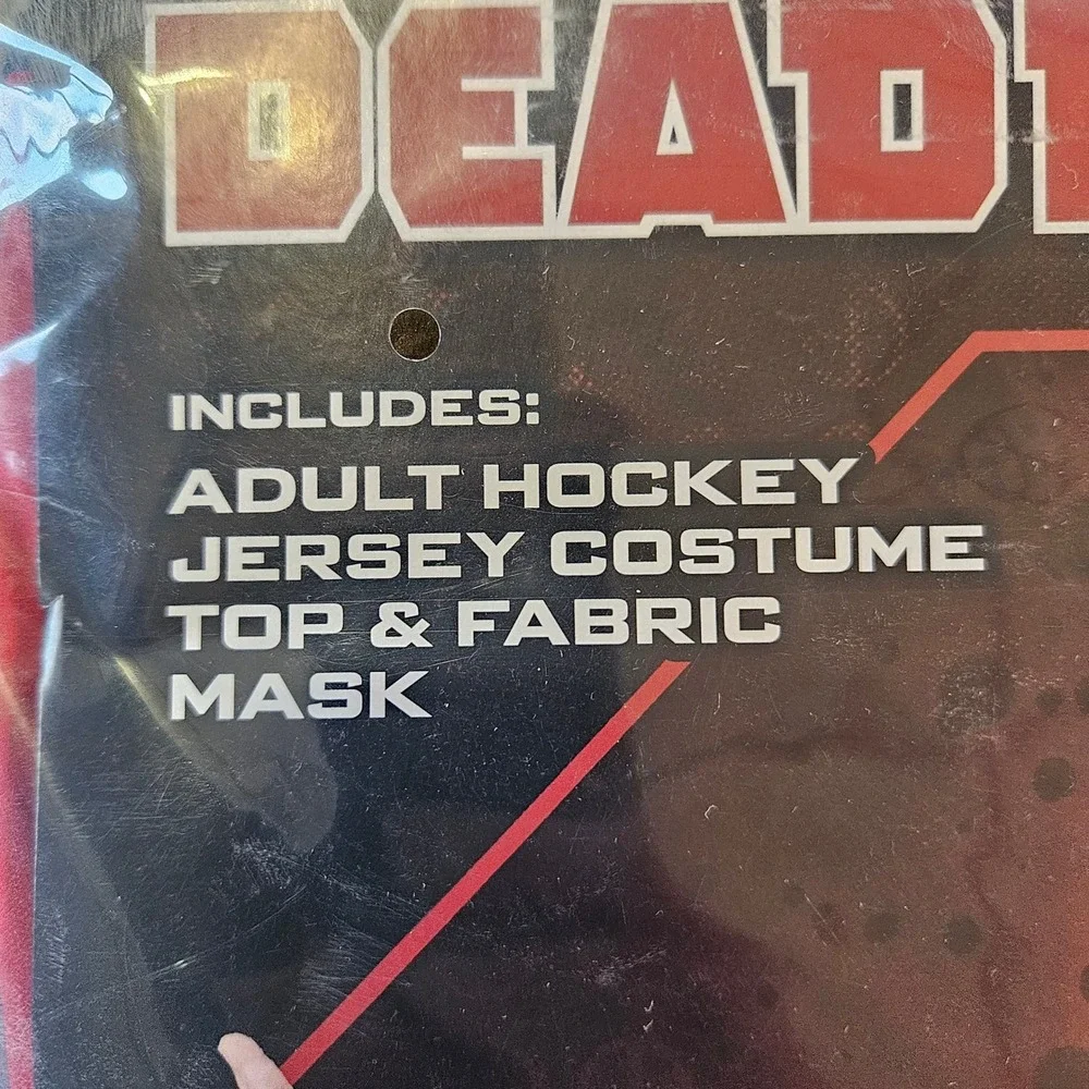 Deadpool Adult Hockey Jersey Costume Top Mask L XL Marvel Cosplay Halloween - Picture 3 of 7